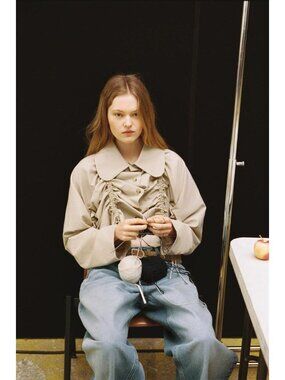 ZARA RUFFLED CROPPED TRENCH COAT